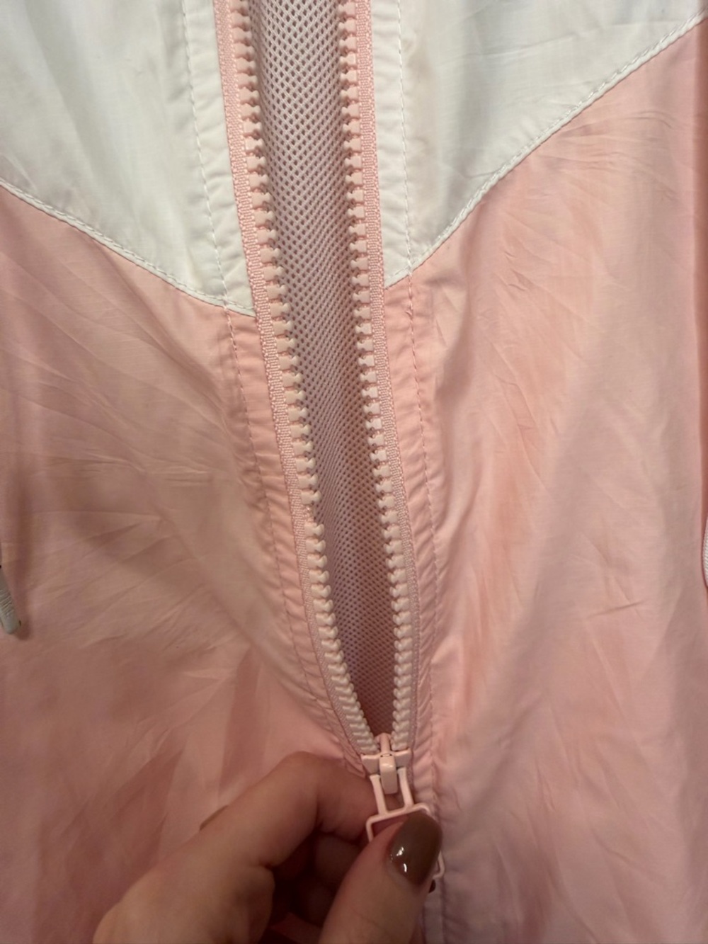 Nike Pink White Windbreaker Jacket Hooded Full Zip Lightweight Size Small - Picture 5 of 8